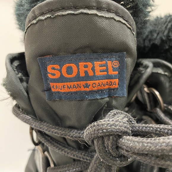 Sorel Women’s Kaufmam Canada Black Lined Rubber Fur Top Lace Up Snow Boots-10 - Picture 8 of 16